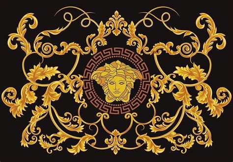 versace pattern on black wallpaper hd